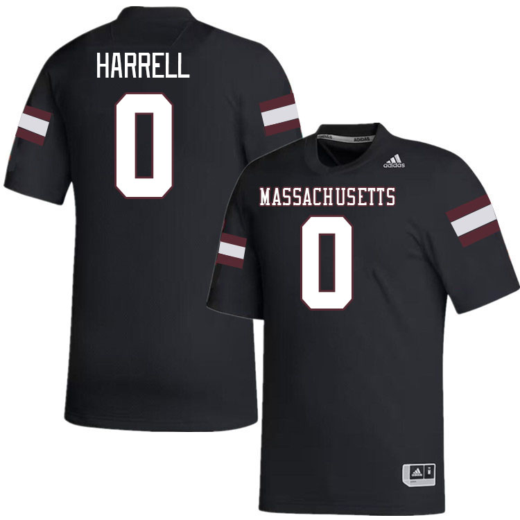 Massachusetts Minutemen #0 Jalen Harrell College Football Jerseys Stitched-Black